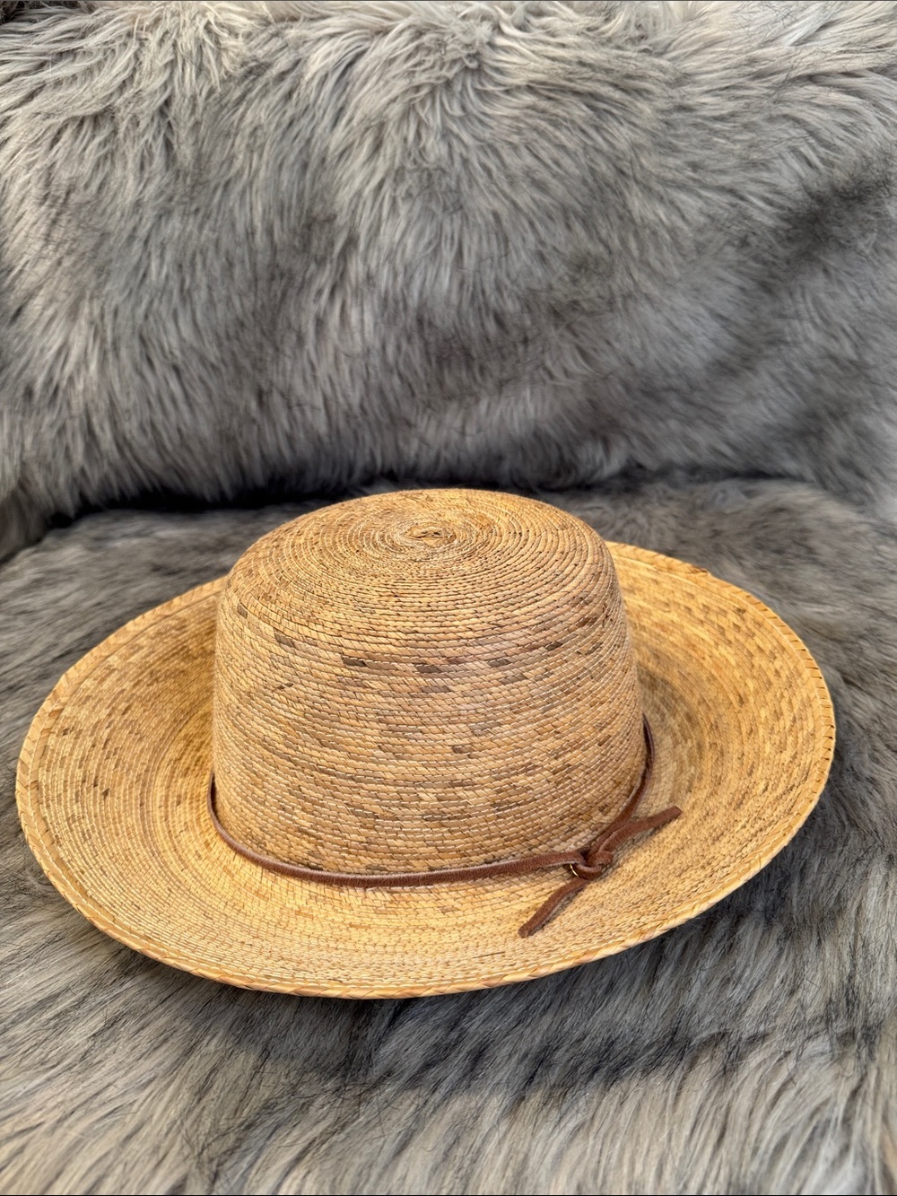 Tula Straw Hat with Suede Tie - Natural & Brown